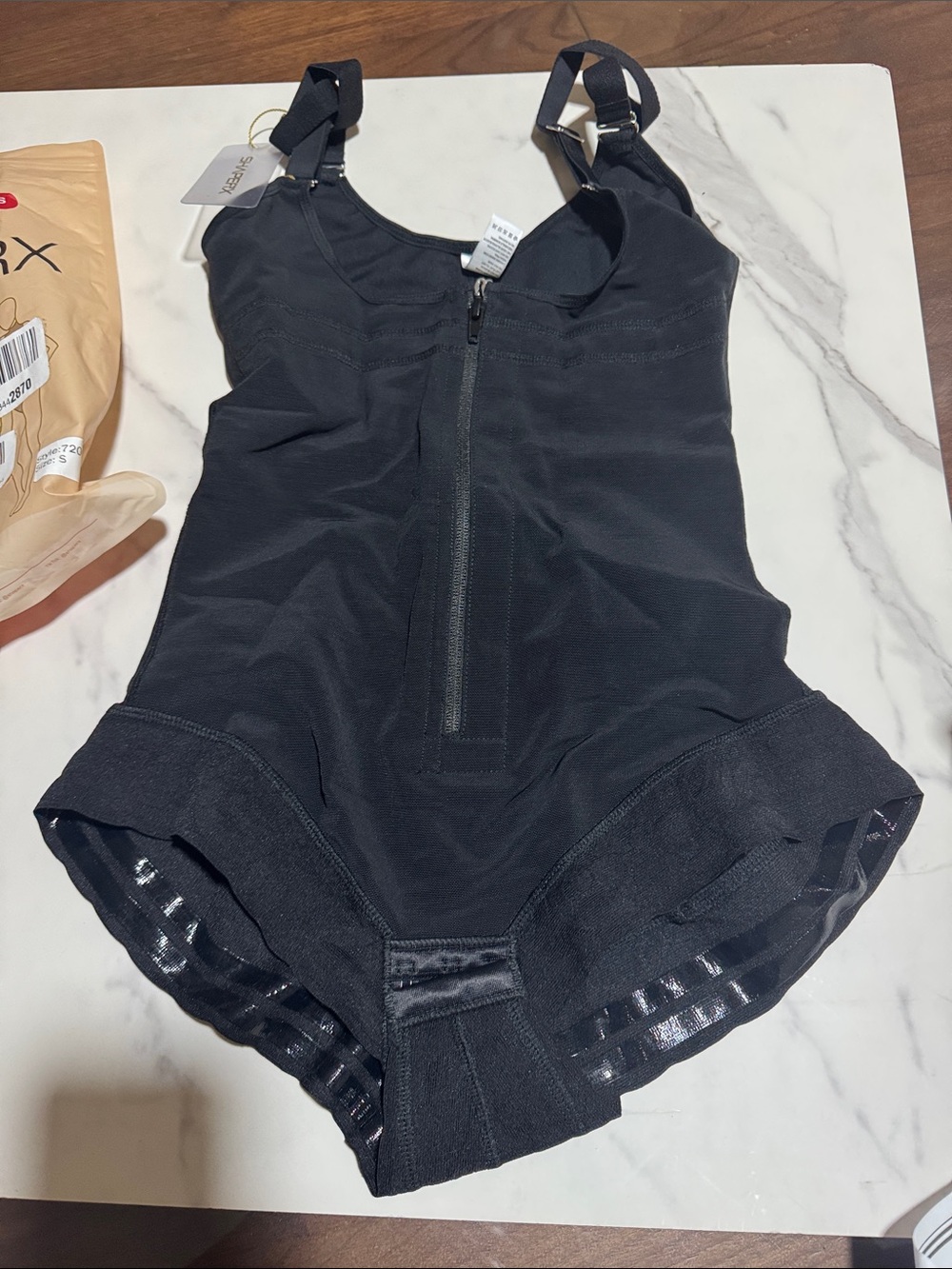 Black Women's Shapewear Bodysuit with Front Zipper - Unbranded